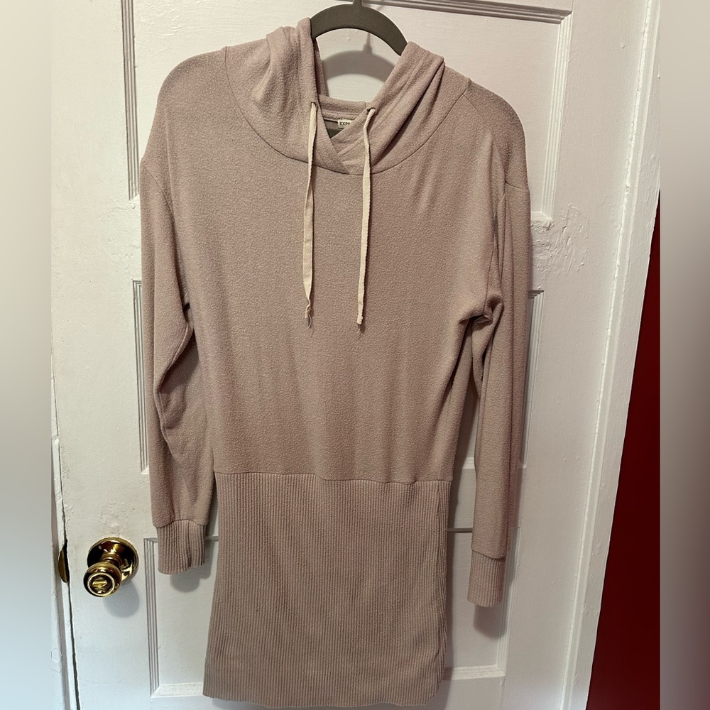 Express Long Sleeve Knee Length Hooded Dress